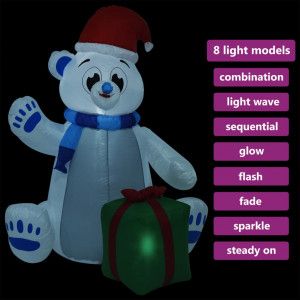 Urs polar gonflabil de Crăciun cu LED, 2,4 m, interior/exterior - Img 4