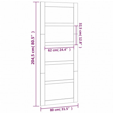 Ușă de hambar, alb, 80x1,8x204,5 cm, lemn masiv de pin - Img 6