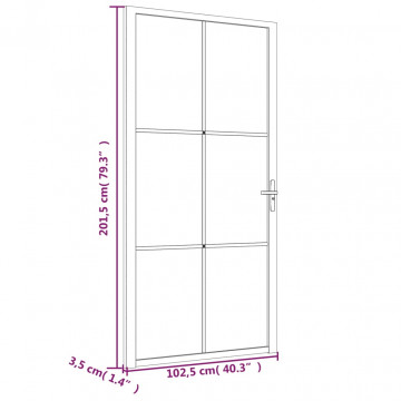 Ușă de interior, 102,5x201,5 cm, Negru, sticlă mată și aluminiu - Img 7