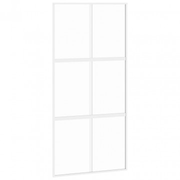 Ușă glisantă, alb, 102,5x205 cm, sticlă securizată/aluminiu - Img 2