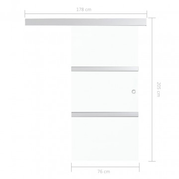 Ușă glisantă cu opritor silențios 76x205 cm sticlă ESG/aluminiu - Img 7