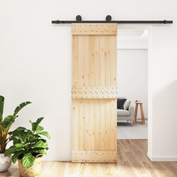 Ușă glisantă cu set de feronerie 70x210 cm, lemn masiv de pin - Img 1