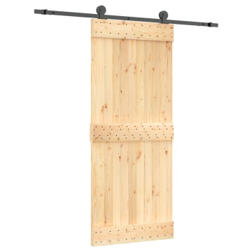 Ușă glisantă cu set de feronerie 85x210 cm, lemn masiv de pin - Img 2