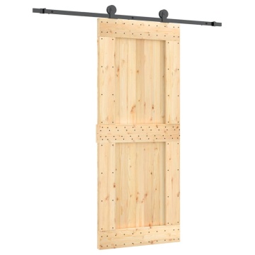 Ușă glisantă cu set de feronerie 85x210 cm, lemn masiv de pin - Img 2