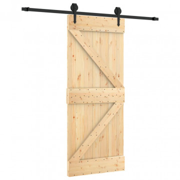 Ușă glisantă cu set de feronerie 85x210 cm, lemn masiv de pin - Img 2