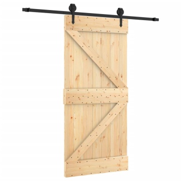 Ușă glisantă cu set de feronerie 95x210 cm, lemn masiv de pin - Img 2