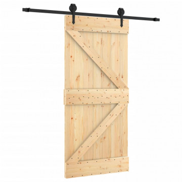 Ușă glisantă cu set de feronerie 95x210 cm, lemn masiv de pin - Img 2