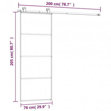 Ușă glisantă cu set feronerie, 76x205 cm, sticlă ESG/aluminiu - Img 7