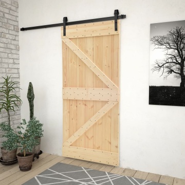 Ușă glisantă cu set feronerie, 80x210 cm, lemn masiv de pin - Img 1