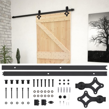 Ușă glisantă cu set feronerie, 80x210 cm, lemn masiv de pin - Img 2
