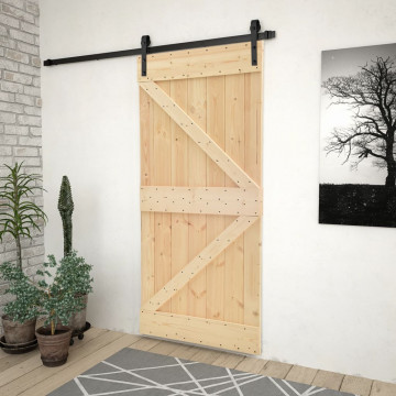Ușă glisantă cu set feronerie, 90 x 210 cm, lemn masiv de pin - Img 1