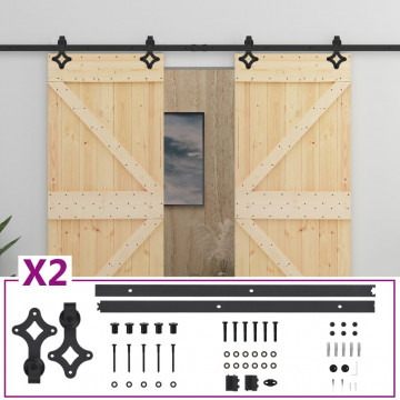 Ușă glisantă cu set feronerie, 90 x 210 cm, lemn masiv de pin - Img 2