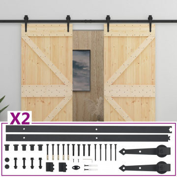 Ușă glisantă cu set feronerie, 90 x 210 cm, lemn masiv de pin - Img 2