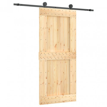 Ușă glisantă cu set feronerie, 90x210 cm, lemn masiv de pin - Img 2