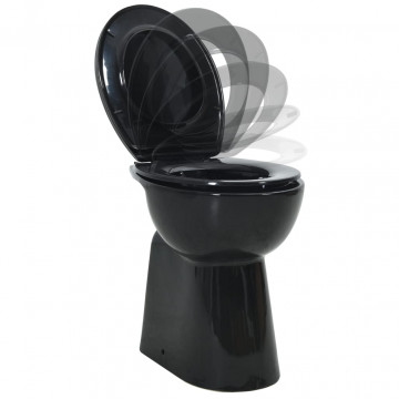 Vas WC fără ramă închidere silențioasă, + 7 cm, negru, ceramică - Img 3
