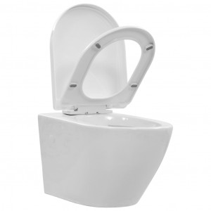 Vas WC suspendat fără ramă, alb, ceramică - Img 5