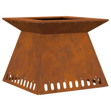 Vatră de foc, 60x60x50 cm, oțel corten - Img 2