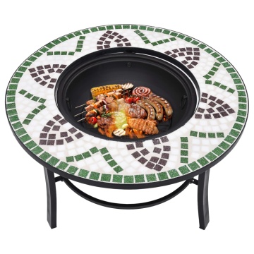 Vatră de foc cu mozaic, verde, 68 cm, ceramică - Img 11