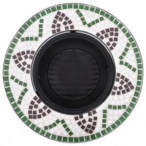Vatră de foc cu mozaic, verde, 68 cm, ceramică - Img 5