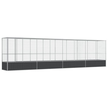 Voliera de păsări cu extensie, argintiu, 834,5x107x212 cm, oțel - Img 2
