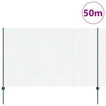 Zid de sârmă sudată cu 22 de stâlpi U Verde 1.5x50 m Oțel - Img 3