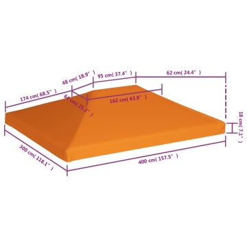 Acoperiș de pavilion, 310 g/m², portocaliu, 4 x 3 m - Img 6