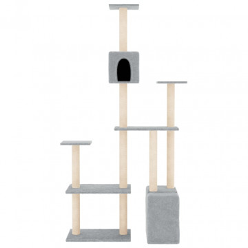 Ansamblu de pisici, stâlpi din funie sisal, gri deschis, 180 cm - Img 3