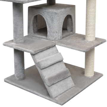 Ansamblu pentru pisici cu funie de sisal, 125 cm, gri - Img 4