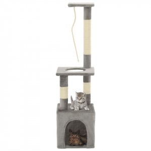 Ansamblu pentru pisici cu stâlpi din funie de sisal, 109 cm gri - Img 1