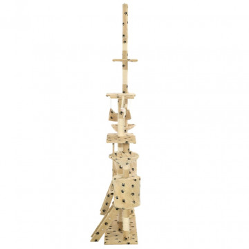 Ansamblu pisici cu funie sisal, 230-250 cm imprimeu lăbuțe, bej - Img 4