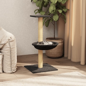 Ansamblu pisici cu stâlp din funie de sisal, gri închis, 74 cm - Img 1