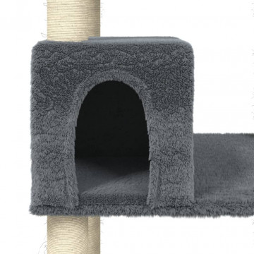 Ansamblu pisici cu stâlpi din funie de sisal, gri închis 141 cm - Img 6