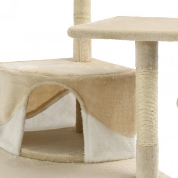 Ansamblu pisici cu stâlpi din funie sisal, 203 cm, bej și alb - Img 5