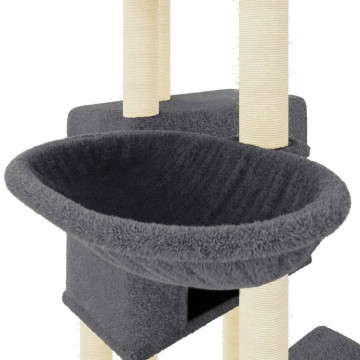 Ansamblu pisici cu stâlpi din funie sisal, gri închis, 122 cm - Img 6