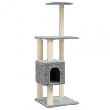 Ansamblu pisici, stâlpi din funie sisal, gri deschis, 104 cm - Img 2