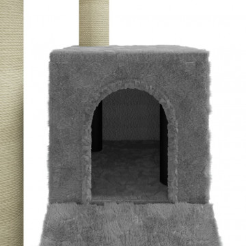 Ansamblu pisici, stâlpi din funie sisal, gri deschis, 92 cm - Img 6