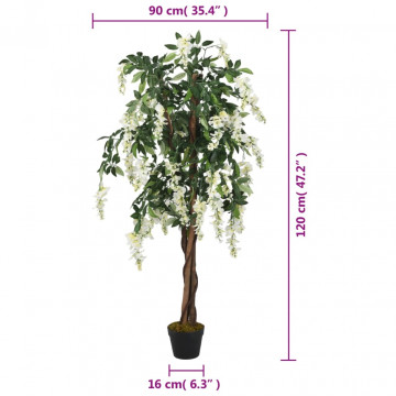 Arbore artificial wisteria 840 frunze 120 cm verde și alb - Img 4