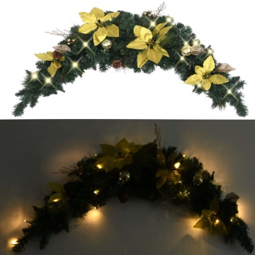 Arcadă de Crăciun cu lumini LED, verde, 90 cm, PVC - Img 3
