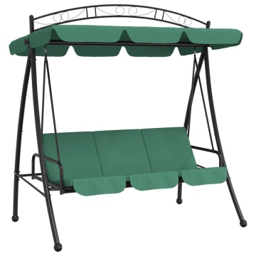 Balansoar de grădină cu baldachin verde 198 cm țesătură și oțel - Img 2