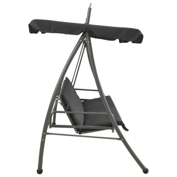 Balansoar extensibil cu copertină antracit 198x120x205 cm oțel - Img 3