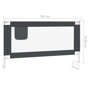 Balustradă de protecție pat copii, gri închis, 160x25 cm textil - Img 7