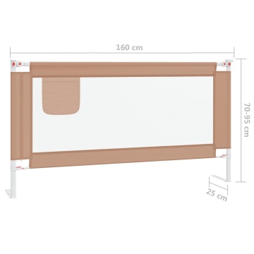 Balustradă de protecție pat copii, gri taupe, 160x25 cm, textil - Img 7