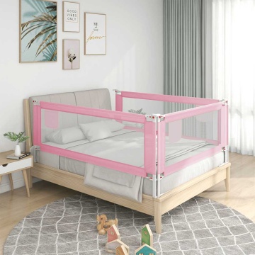 Balustradă de protecție pat copii, roz, 180x25 cm, textil - Img 1