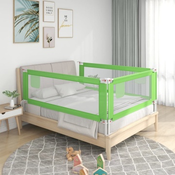Balustradă de protecție pat copii, verde, 120x25 cm, textil - Img 1