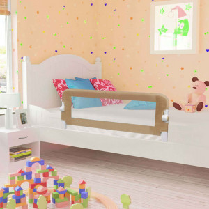 Balustradă protecție pat copii, gri taupe, 120x42 cm, poliester - Img 1
