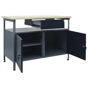 Banc de lucru, negru, 120 x 60 x 85 cm, oțel - Img 8