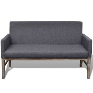 Bancă cu perne căptușite, textil, lemn de hevea, gri închis - Img 4