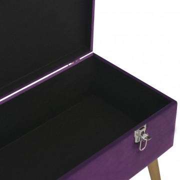 Bancă cu un compartiment de depozitare, violet, 80 cm, catifea - Img 6