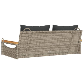 Bancă de balansoar cu perne, gri, 109x62x40 cm, poliratan - Img 5