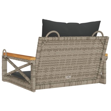 Bancă de balansoar cu perne, gri, 63x62x40 cm, poliratan - Img 5
